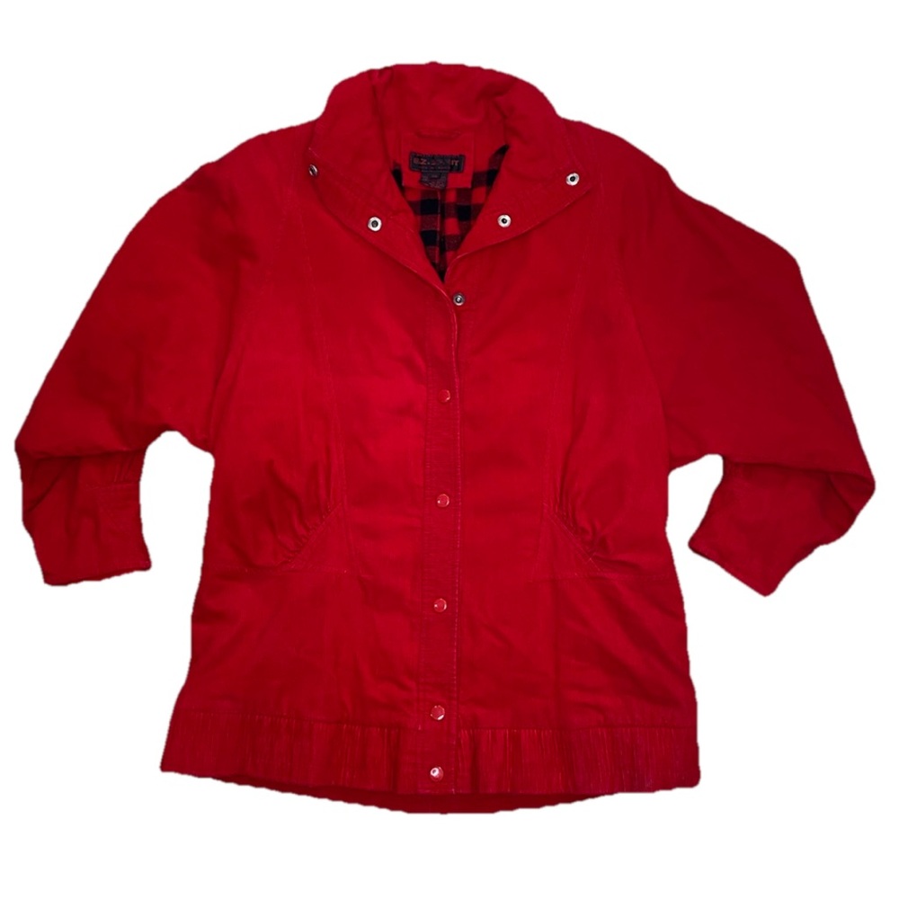 VINTAGE 80s 90s EZ Spirit Red Corduroy Jacket XS Womens Fitted Flannel Interior